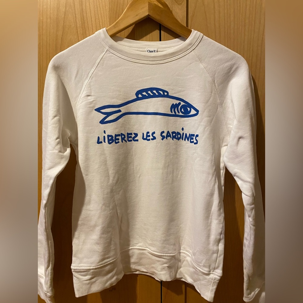 RARE! Clare V. Libérez les sardines sweatshirt X.S.